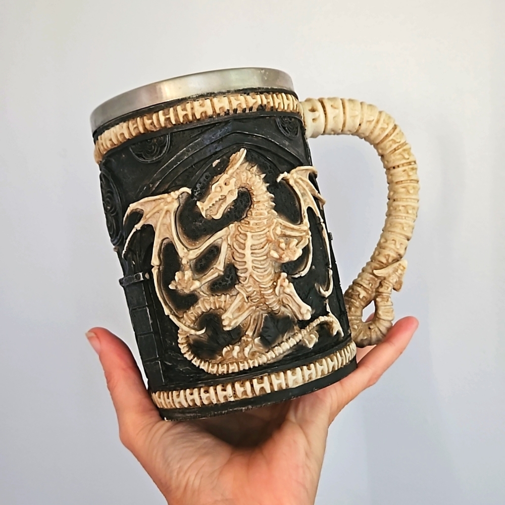 Skeletal Ossuary Ghost Dragon Overlord Large Beer Stein Tankard Coffee Mug Cup